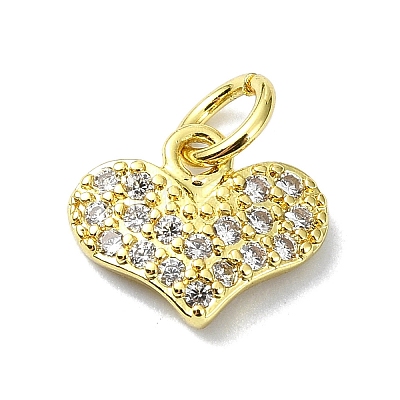 Heart Theme Brass Micro Pave Cubic Zirconia Charms KK-H475-56G-06-1