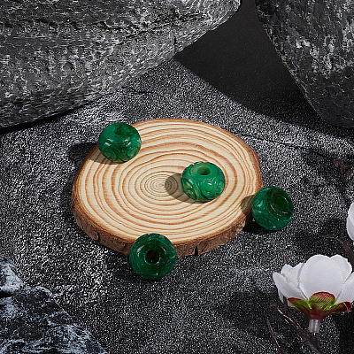 4Pcs Natural Myanmar Jade/Burmese Jade Carved European Beads G-PA0002-44-1