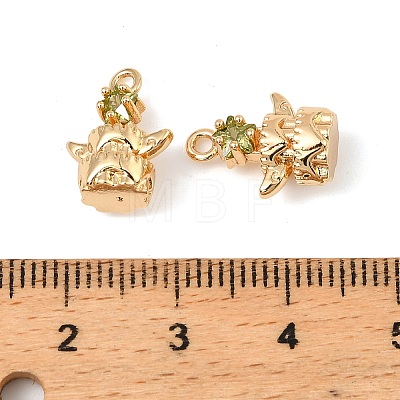 Brass Micro Pave Cubic Zirconia Charms KK-C155-17G-04-1
