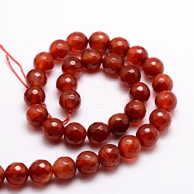 Dyed Natural Agate Faceted Round Beads Strands X-G-E320B-12mm-08-1