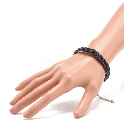 Cowhide Leather Braided Cord Bracelets for Men Women BJEW-JB07887-01-1