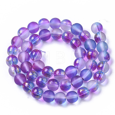 Frosted Spray Painted Glass Beads Strands X-GLAA-N035-03C-C03-1