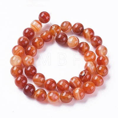 Natural Striped Agate/Banded Agate Beads Strands G-G582-10mm-59-1