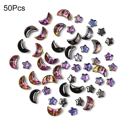 50Pcs 2 Styles Electroplate Glass Beads EGLA-YW0005-03E-1