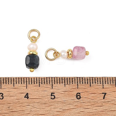 Natural Multicolor Tourmaline and Pearl Beaded Pendants PALLOY-JF05777-1