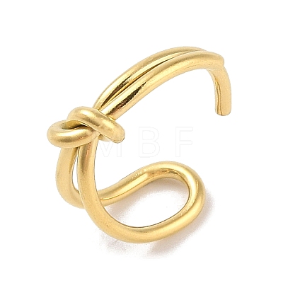 Simple Knotted 304 Stainless Steel Open Cuff Ring for Women Men RJEW-Z038-04G-1