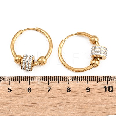 304 Stainless Steel Rhinestone Hoop Earrings EJEW-T057-01G-1