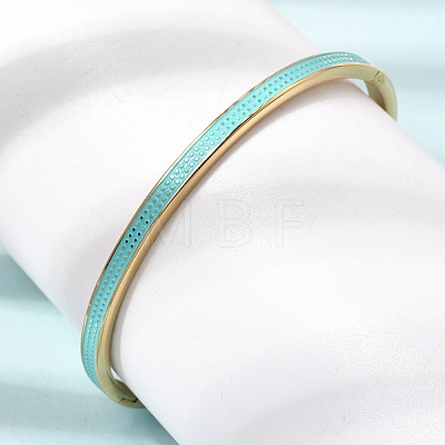304 Stainless Steel Enamel Hinged Cuff Bangles for Women SA-CBAC920-15G-01B-1