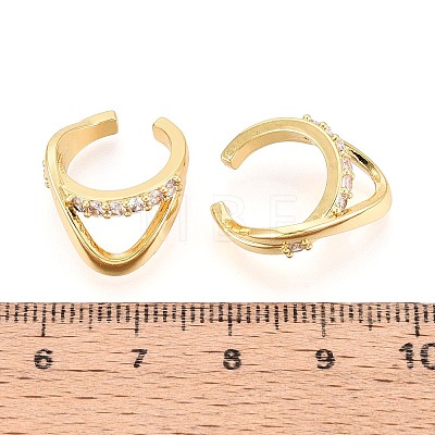 Brass Pave Clear Cubic Zirconia Cuff Earrings EJEW-T049-04G-1