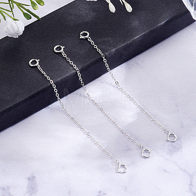 3Pcs Sterling Silver Chain Extender STER-BBC0009-70A-1