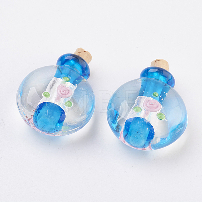 Handmade Silver Foil Lampwork Perfume Bottle Pendants FOIL-P001-C-1