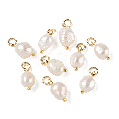 Grade B Natural Cultured Freshwater Pearl Charms X-PALLOY-JF01497-01-1