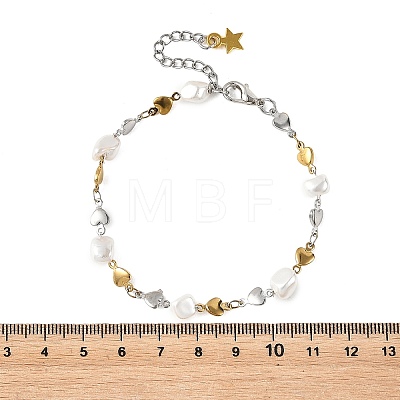 304 Stainless Steel Heart Link Chain Bracelets BJEW-JB14166-1