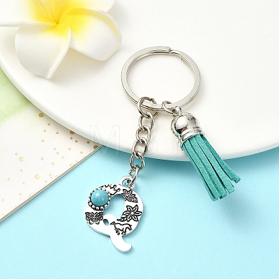 Alloy with Resin Imitation Synthetic Turquoise Keychain KEYC-YW00087-17-1