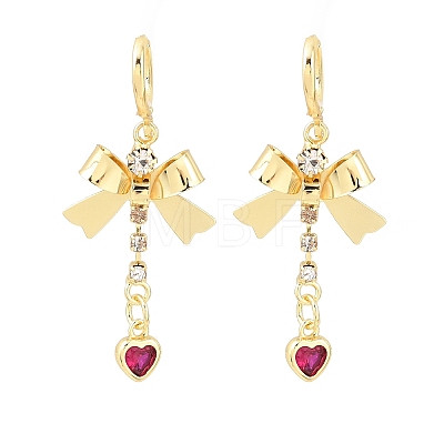 Bowknot Brass Micro Pave Cubic Zirconia Leverback Earrings EJEW-H182-02G-1