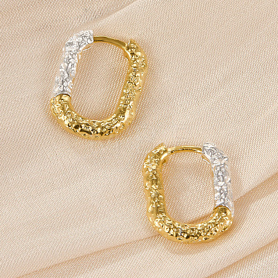 Two Tone 925 Sterling Silver Hoop Earrings for Women EJEW-F317-25GP-1