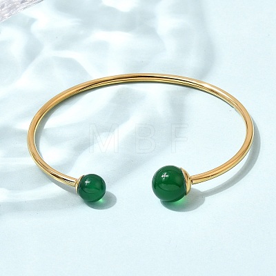 304 Stainless Steel & Nautral Gemstone Torque Bangles BJEW-H644-10G-1