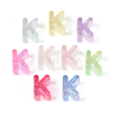 UV Plating Transparent Acrylic European Beads OACR-M027-02K-1