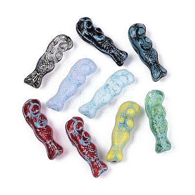 Mermaid Painted Glass Beads GLAA-T025-68M-1