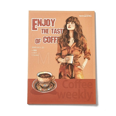 20Pcs Coffee Theme DIY Paper Scrapbook Stickers STIC-U004-04C-1