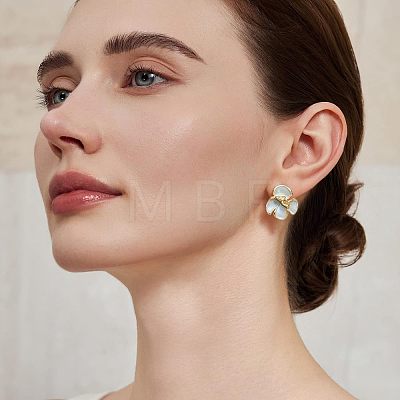 Flower Brass Enamel Stud Earrings FS-WGDDC1E-01-1