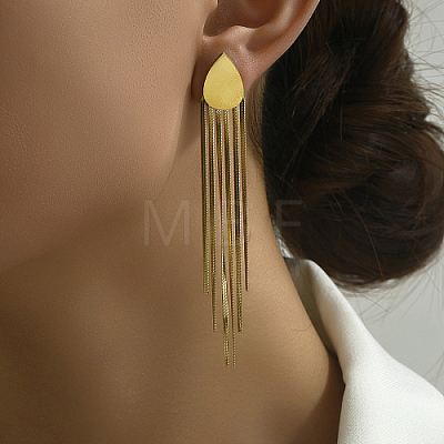 Stainless Steel Teardrop Tassel Earrings for Women OQ6792-1