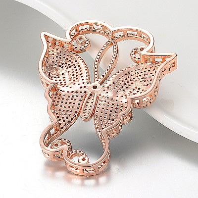 Butterfly Brass Micro Pave Cubic Zirconia Big Pendants ZIRC-O017-01-1