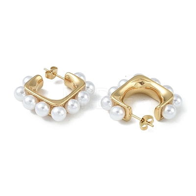 Pearl 304 Stainless Steel Stud Earrings for Women EJEW-U004-11G-1