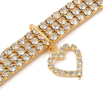 Adjustable 3-Row Iron Rhinestone Cup Chain Pet Collars AJEW-A054-01D-1