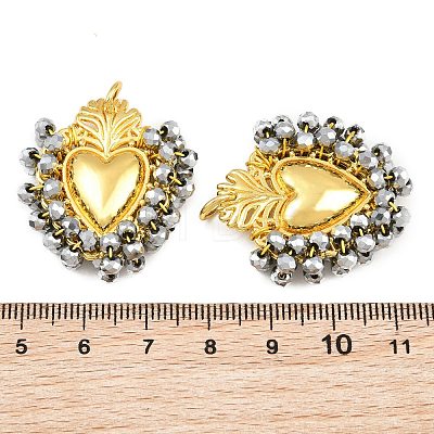 Alloy & Glass Seed Beaded Pendants GL-CBA96FD-01G-1