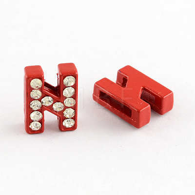 Mixed Color Zinc Alloy Grade A Rhinestone Letter Slide Charms ALRI-S130-N-1