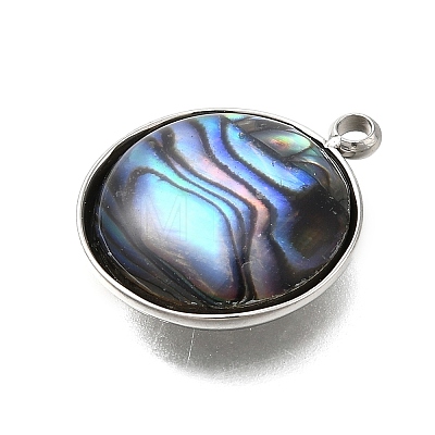 304 Stainless Steel Pave Natural Paua Shell Pendants STAS-Z125-01E-P-1