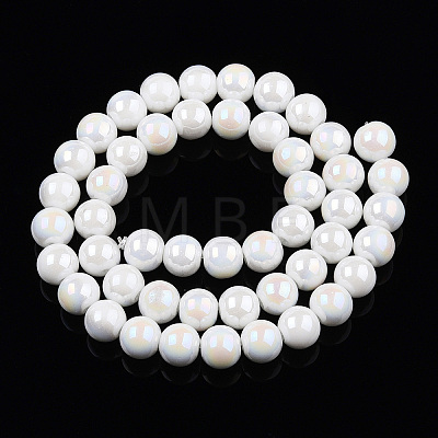 Electroplate Opaque Glass Beads Strands GLAA-T032-P8mm-AB02-1