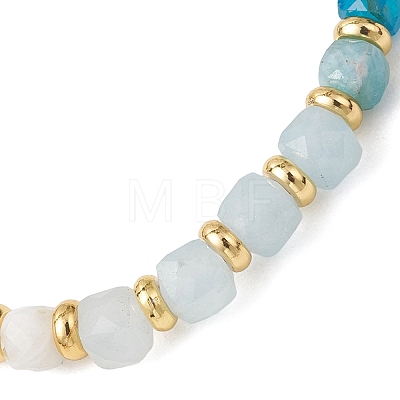 Natural Lapis Lazuli & Aquamarine & Rainbow Moonstone & Apatite Beaded Stretch Bracelets BJEW-JB13485-02-1