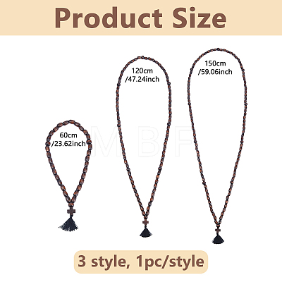 6Pcs 3 Style Natural Wood Bead Necklaces NJEW-DC00016-1