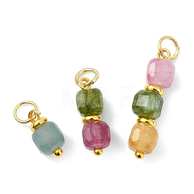 3Pcs 3 Styles Natural Multicolor Tourmaline Beads  Pendants PALLOY-JF05292-01-1