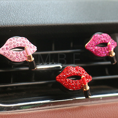 SUPERFINDINGS 6Pcs 6 Styles Lip Shape Alloy Rhinestone Air Vent Clips AJEW-FH0004-67-1