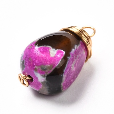 Natural Fire Crackle Agate Beads Pendants PALLOY-JF00864-1