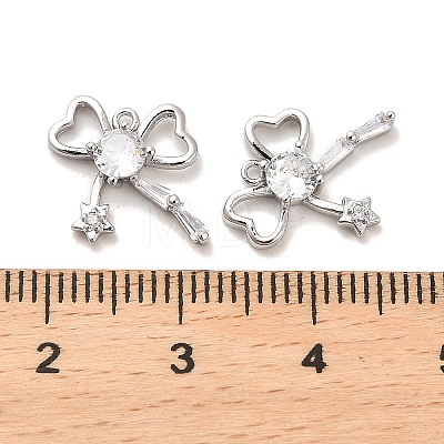 Brass Micro Pave Clear Cubic Zirconia Charms KK-C054-19P-1