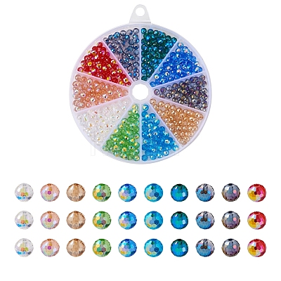 400pcs 10 Colors Glass Beads Strands GLAA-TA0001-21-1