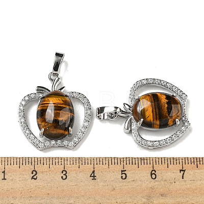 Natural Tiger Eye with Clear Cubic Zirconia Pendants G-G133-03P-26-1