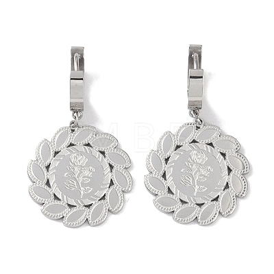 Non-Tarnish Flower 304 Stainless Steel Dangle Earrings EJEW-L283-040P-1