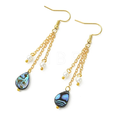 Shell Pearl & Abalone Shell/Paua Shell Dangle Earrings for Women EJEW-JE07328-1