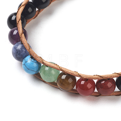 Natural Tiger Eye Cord Beaded Bracelets BJEW-E351-02G-1