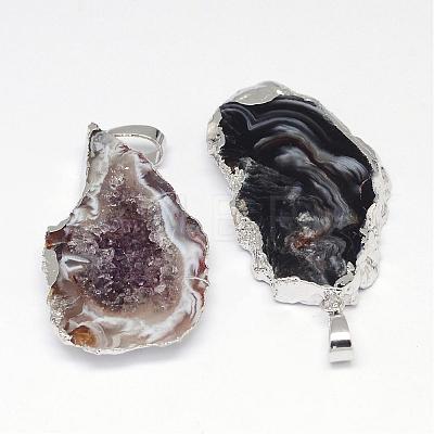 Imported Natural Geode Agate Big Pendants G-G895-08S-1