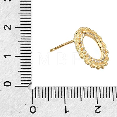 Brass Micro Pave Cubic Zirconia Stud Earring Findings with Loops CU-CBA1682-04G-1