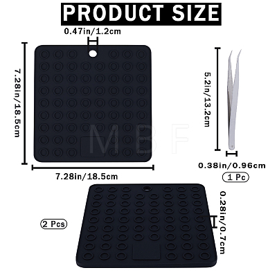 Gorgecraft 2Pcs Square Silicone Hot Mats for Hot Dishes AJEW-GF0008-26D-1