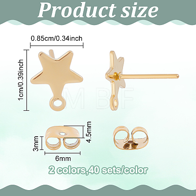 80Pcs 304 Stainless Steel Stud Earring Findings STAS-ME0001-32-1