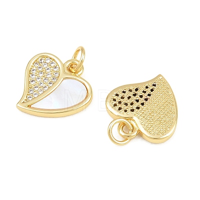 Brass Micro Pave Clear Cubic Zirconia with White Shell Charms CU-CBA9482-02G-03-1