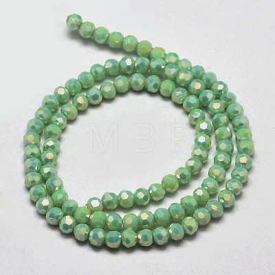 Faceted Round Full Rainbow Plated Electroplate Glass Beads Strands X-EGLA-J130-FR02-1